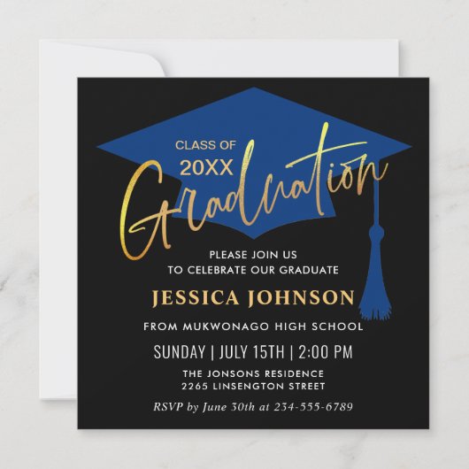 Invitation Classe simple moderne de 2024 Graduation Party (Devant)