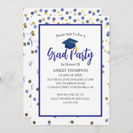 Invitation Classe simple moderne de 2025 Grad Party Invitatio (Devant / Derrière)