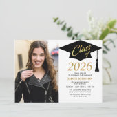 Invitation Classe simple moderne de 2025 Photo Graduation Par (Debout devant)