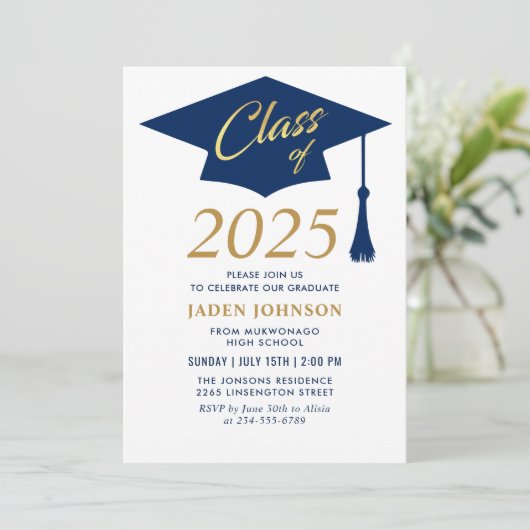 Invitation Classe simple moderne de 2025 Photo Graduation Par (Debout devant)