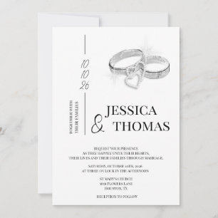 Invitation Classe sophistiquée, Mariage Argent Cercles Mariag