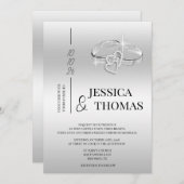 Invitation Classe sophistiquée, Mariage Argent Cercles Mariag (Devant / Derrière)