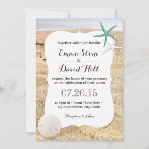 Invitation Classe Starfish & Sand Dollar Beach Wedding