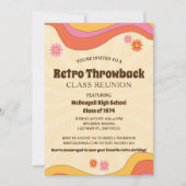 Invitation Classe Sunburst Jaune Rétro Throwback Réunion (Devant)