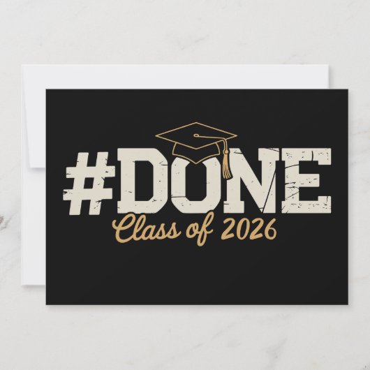 Invitation Classe terminée de 2026 Or Diplômé Diplômée (Devant)