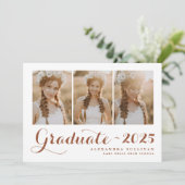 Invitation Classe Terracotta de 2025 Collage photo Graduation (Debout devant)