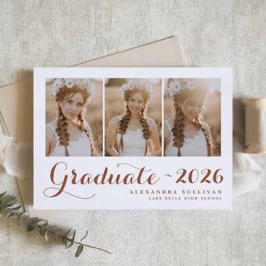 Invitation Classe Terracotta de 2025 Collage photo Graduation