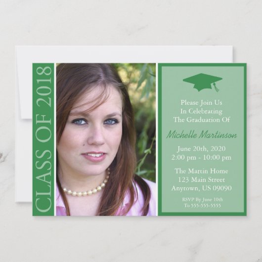 Invitation Classe Traditionnelle De 2018 Diplôme (Vert) (Devant)
