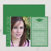 Invitation Classe Traditionnelle De 2018 Diplôme (Vert) (Devant / Derrière)