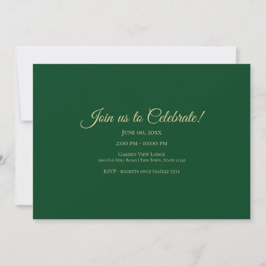 Invitation Classe Vert et Or de 2021 Photo Graduation (Dos)