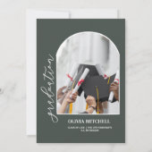 Invitation Classe Vert foncé de 2024 Arch Photo Graduation (Dos)