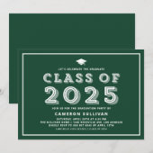 Invitation Classe verte de 2025 Casquette Rétro Graduation (Devant / Derrière)
