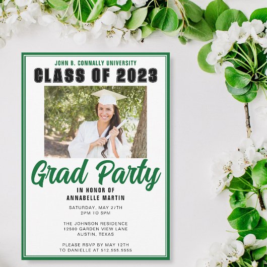 Invitation Classe verte de 2025 Photo Parti de graduation mod