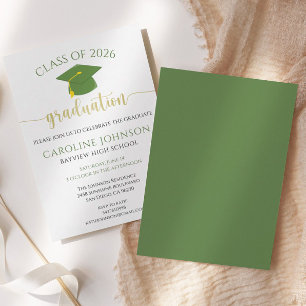 Invitation Classe verte et or de la fête de graduation