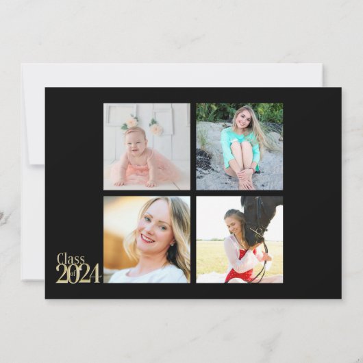 Invitation Classe verte et or de Multi Photo 2023 (Dos)