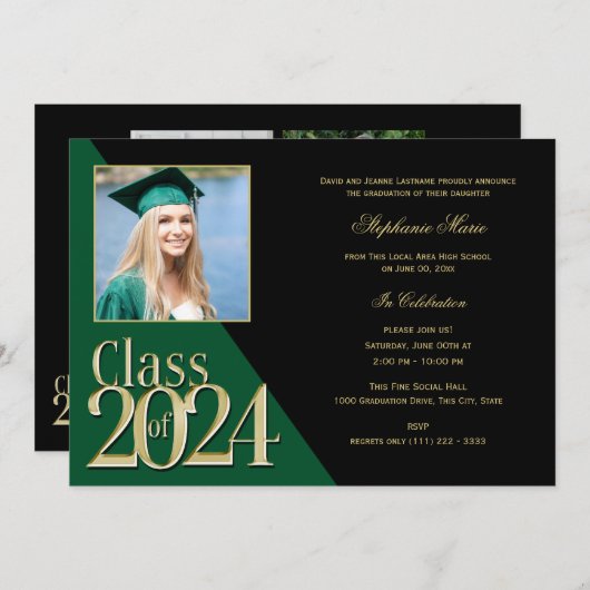 Invitation Classe verte et or de Multi Photo 2023 (Devant / Derrière)