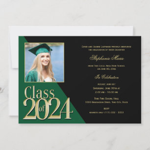 Invitation Classe verte et or de Multi Photo 2024