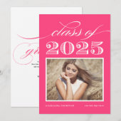 Invitation Classe vintage de Magenta Photo Graduation 2025 (Devant / Derrière)