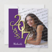 Invitation Classe violet et or de 2017 Photo Graduation (Devant)