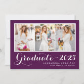 Invitation Classe violette de 2025 Collage de photos Graduati (Devant)