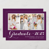 Invitation Classe violette de 2025 Collage de photos Graduati (Devant / Derrière)