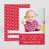 Invitation Classe Xs & Os Valentine - Rose (Devant / Derrière)