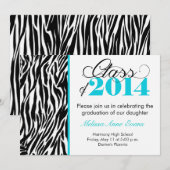 Invitation Classe Zebra Turquoise de 2014 (Devant / Derrière)
