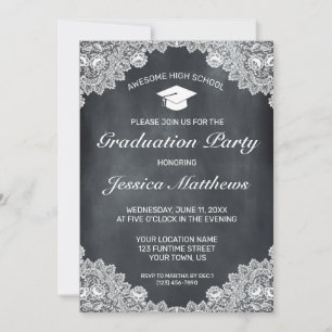 Invitation Classement Blackboard & White Lace