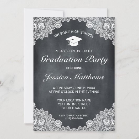 Invitation Classement Blackboard & White Lace (Devant)