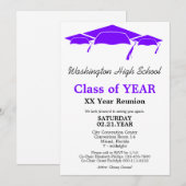 Invitation Classes de Graduation Violet Classe Modèle de Réun (Devant / Derrière)