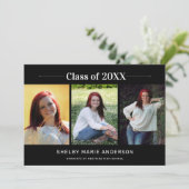 Invitation Classic 3 Photos Black Arrière - plan Graduation P (Debout devant)