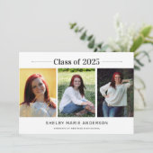 Invitation Classic 3 Photos White Graduation Party (Debout devant)