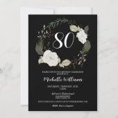 Invitation Classic 80e fête d'anniversaire Floral Wreath Gold (Devant)