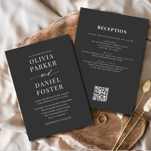 Invitation Classic All in One QR Code mariage élégant
