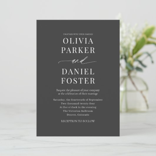 Invitation Classic All in One QR Code mariage élégant (Debout devant)