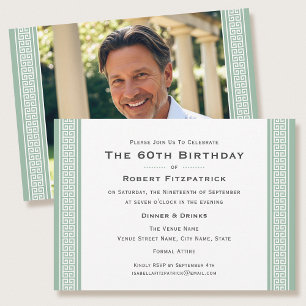 Invitation Classic Anniversaire Fête Custom Age Photo Vert
