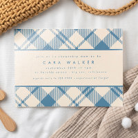 Classic Baby shower Boy Bleu Clair Beige Plaid