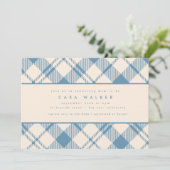 Invitation Classic Baby shower Boy Bleu Clair Beige Plaid (Debout devant)