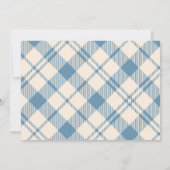 Invitation Classic Baby shower Boy Bleu Clair Beige Plaid (Dos)