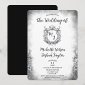 Invitation Classic Baroque Botanique Mariage Crest Monogramme (Devant / Derrière)