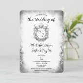 Invitation Classic Baroque Botanique Mariage Crest Monogramme (Debout devant)