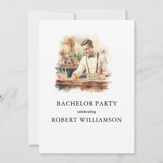 Invitation Classic Bartender Bachelor Party (Dos)