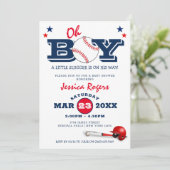 Invitation Classic Baseball Oh Boy Baby shower (Debout devant)