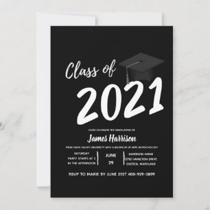 Invitation Classic Black and White Graduation Party