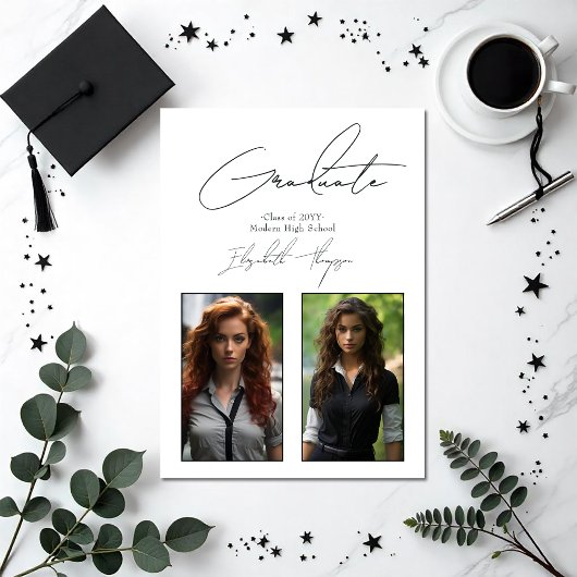 Invitation Classic Black and White Modern Graduation Party