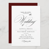 Invitation Classic Black and White Script Wedding (Devant / Derrière)