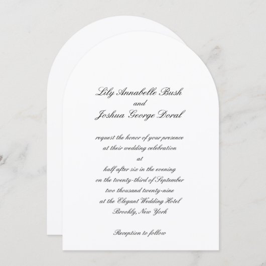 Invitation Classic Black and White Timeless Wedding (Devant / Derrière)