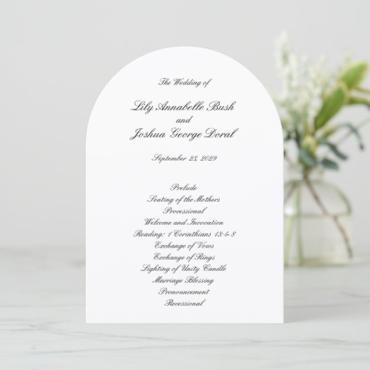 Invitation Classic Black and White Timeless Wedding Program (Debout devant)