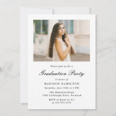 Invitation Classic Black Double Border Frame Photo Graduation (Dos)