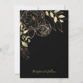 Invitation Classic Black & Gold Peony Moderne Floral Mariage (Dos)